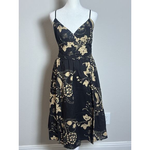Max studio Women’s Black & Tan Sundress Party Floral Pattern Dress Size M - Picture 1 of 16